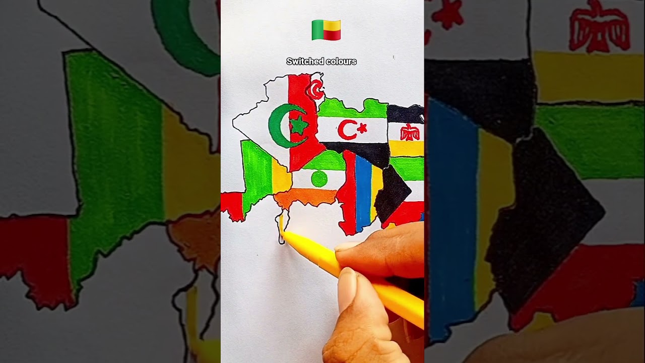 Draw Flag Map of Benin 🇧🇯 #benin