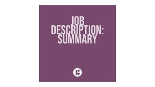 Job Descriptions: Summary