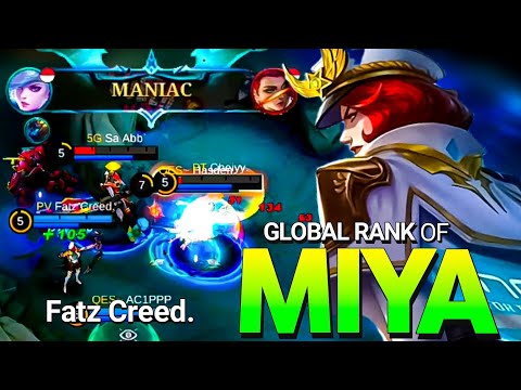 MANIAC!! Miya Fatz Creed Insane Burst Damage 16 Kill!! Global Rank of Miya - Mobile Legends