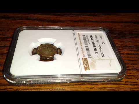 1964 Silver Roosevelt Dime Lamination Mint Error