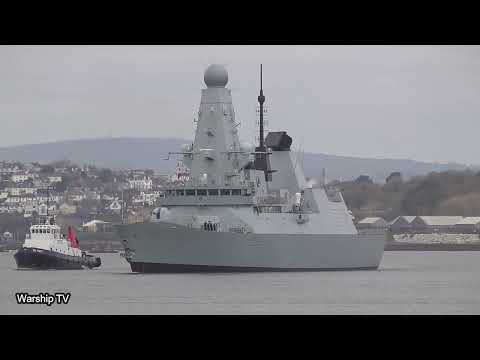 HMS DAUNTLESS D33 LEAVES DEVONPORT NAVAL BASE AT NORTH CORNER JETTY, DEVONPORT 3-4-23