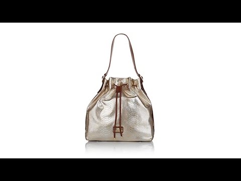 Sharif Metallic Snake Print Drawstring Adjustable Hobo