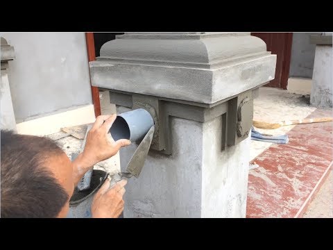 Smart Construction Skills - Rendering Sand And Cement To the Column Foot - Construction Step By Ste