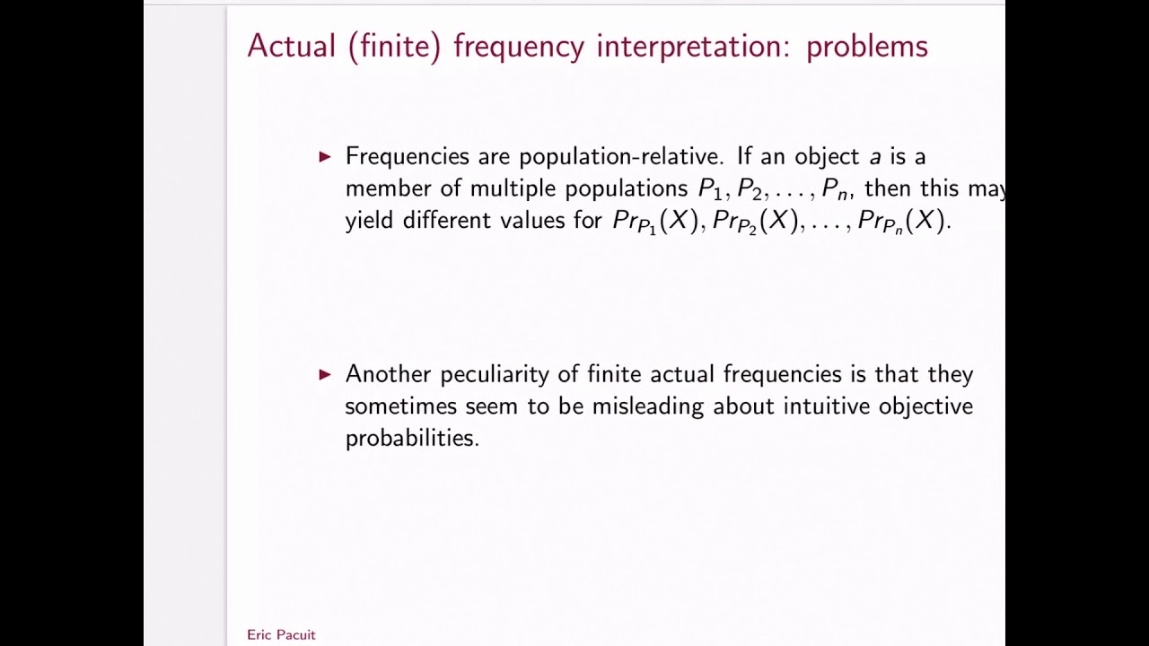 Week 14, lecture 1 - Interpretations of Probability