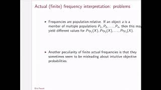 Week 14, lecture 1 - Interpretations of Probability