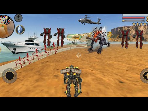Vegas Crime Simulator (Transformer Fight Red Car Robot) Robot War Zone on Sea - Android Gameplay HD