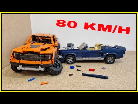 Ford F-150 Raptor VS Ford Mustang ⚠️ 80 KM/H ⚠️ Lego Technic CRASH Test