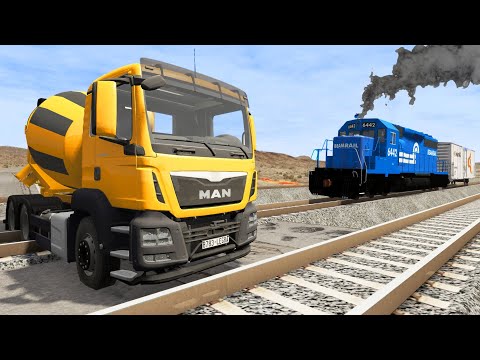 Cars vs Lava Crosses Road - Truck Rescue Bus Cars - BeamNg.Drive