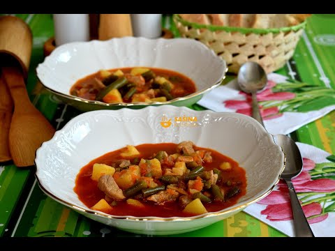 Frozen green wax beans with pork leg steak stew recipe