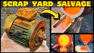Scrap Yard Salvage & Nordic Gold Slag Melt - ASMR Metal Melting - Trash To Treasure - Halloween pour