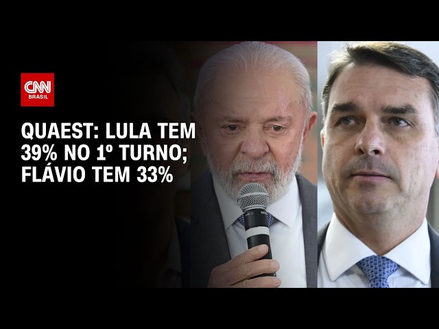 Quaest: Lula lidera 1º turno com 39%; Flávio tem 33% | LIVE CNN