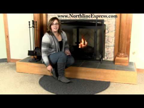 Andiron 4' Half Round Black Wool Fireplace Rug