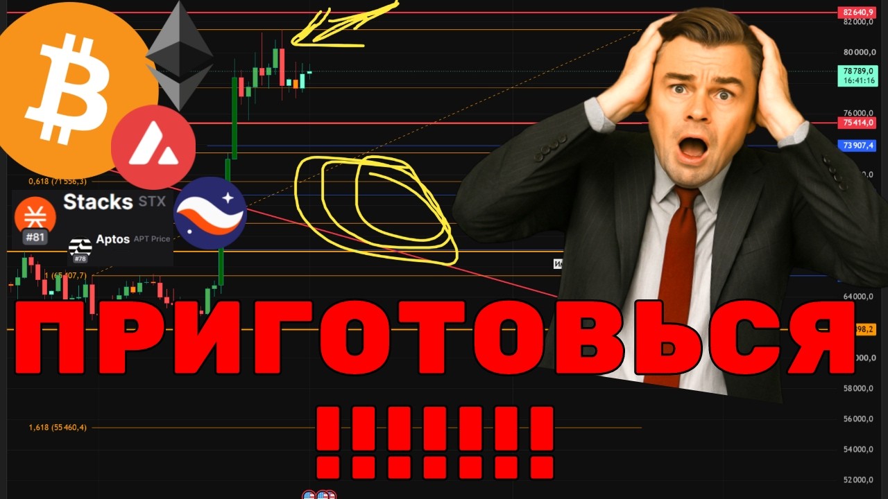 СРОЧНО! БИТКОИН НА ГРАНИ ПРОБОЯ! Разбор ключевых зон: Где закупать BTC, ETH, APT, STX,
