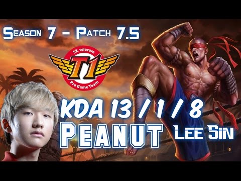 SKT T1 Peanut LEE SIN vs RENGAR Jungle - Patch 7.5 KR Ranked