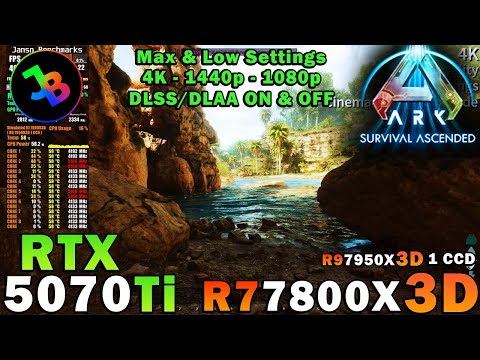 ARK: Survival Ascended | RTX 5070 Ti | Sim. R7 7800X3D | 4K - 1440p - 1080p | Epic & Low Settings