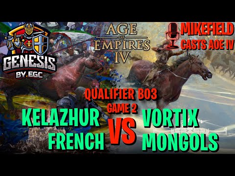 Vortix Mongols Tournament Play at GENESIS Tournament | Kelazhur vs Vortix Game 2 | Age of Empires IV