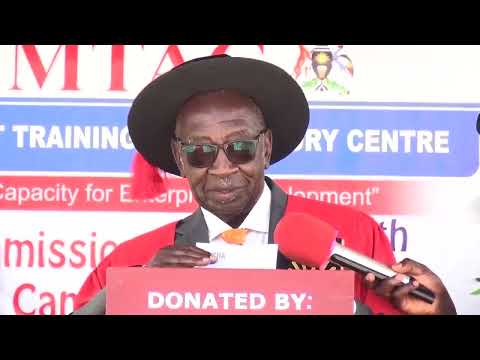 Minister of Trade, Industry and Cooperatives, Hon. Mwebesa Francis with a message for MTAC from the president