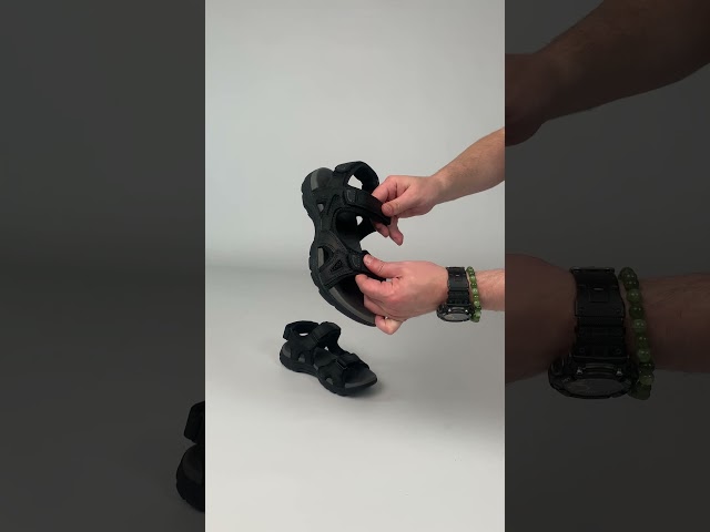 Чоботи жіночі шкіряні байка хутро 592641 Чорний Сандалі чоловічі шкіра 592071 Чорні