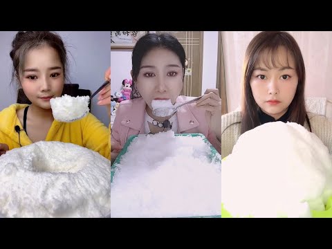【ASMR】WHITE FLUFFY SNOW EATING ASMR SOFT CRUNCH ❄️POWDERY ICE CRUNCHY SOUND SATISFYING MUKBANG