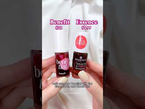 Comparing Benetint with Essence Lip & Cheek Tint 🍒 #benefit #benetint #essence #liptint #dupe