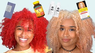 4 Ways To Fade Out Hair Dye + Going From Bright Red To Blonde On Curly Hair!