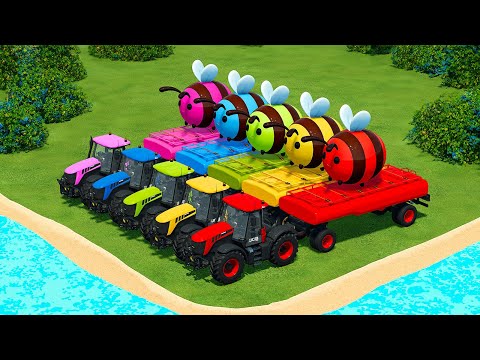LOAD AND TRANSPORT GIANT BEES WITH JCB TRACTORS & CLAAS TELEHANDLERS - Farming Simulator 22