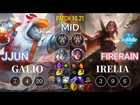 GRF jjun Galio vs hyF FireRain Irelia Mid - KR Patch 10.21
