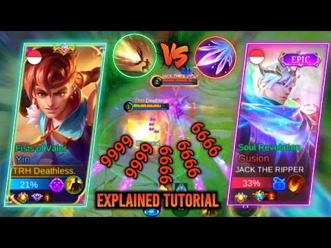 YIN vs TOP 1 GLOBAL GUSION IN RANK!? | 🔥 TRICK EXPLAINED TUTORIAL! - BUILD & EMBLEM TOP GLOBAL YIN