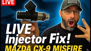Diagnosing & Replacing 2015 Mazda CX-9 Cylinder 2 Fuel Injector LIVE P0312 & P0173 Misfire Fix