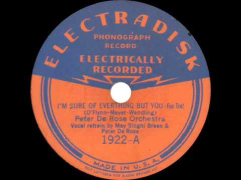Peter De Rose Orchestra - I'm Sure of Everything But You - 1932