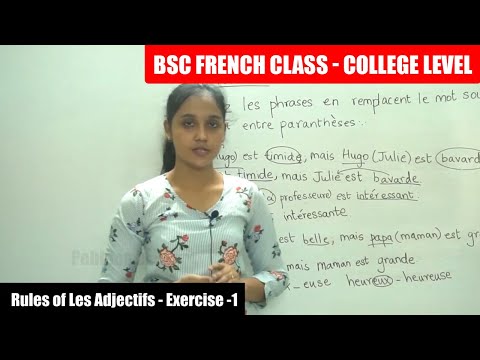 BSc French Class Part - 26 |  Rules of Les Adjectifs - Exercise -1 | College level
