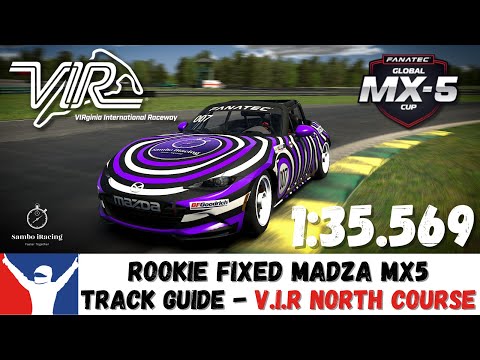 iRacing Mazda MX5 Virginia (VIR) North Track Guide - 1:35.569 -  Rookie Fixed