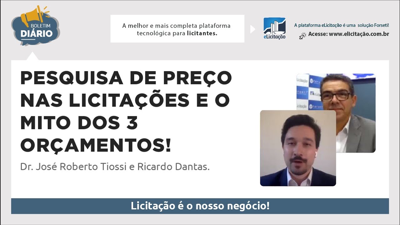 Pesquisa de preço nas licitações e o mito dos 3 orçamentos! Entrevista com Dr. José Roberto Tiossi.