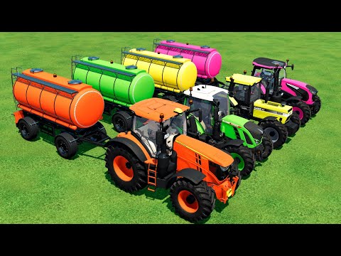 JOHN DEERE, CLAAS & NEW HOLLAND, CASE, LANDINI TRACTORS vs DEATH FALL PARKOUR - Farming Simulator 22