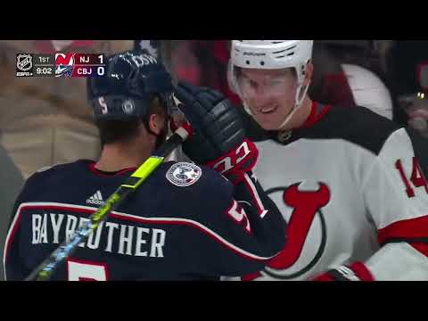 NHL Fight - Devils @ Blue Jackets - Bastian vs Bayreuther - 01/03/2022