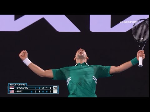 Novak's crazy roar at the end of the match against Fritz