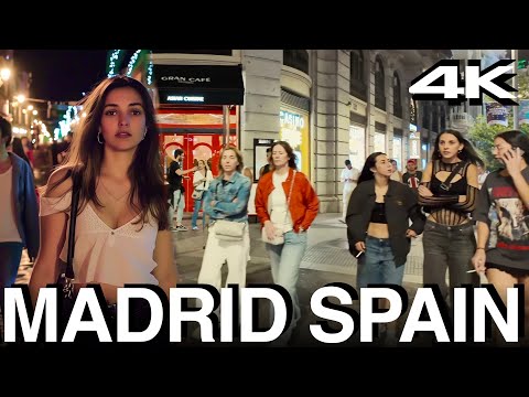 4K Night Walk Madrid Spain | Madrid Night Walk Day 1 | No Talking