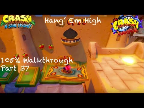 Crash Bandicoot 3 N. Sane Trilogy 105% Walkthrough Part 37 Hang' Em High (Yellow Gem) (No Deaths)