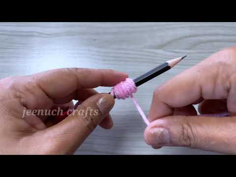 Super Easy Woolen Flower Craft Ideas with Pencil | Hand Embroidery | Wool Flower Design