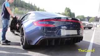 FIVE!! Aston Martin One-77 FLAT OUT on track! : Start-up, acceleration, lovely SOUND!