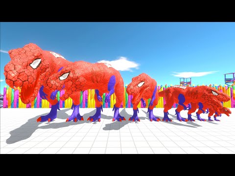 EVOLUTION OF SPIDER-MAN T-REX DEATH RUN - Animal Revolt Battle Simulator