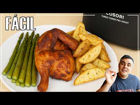 POLLO asado con PATATAS Deluxe y ESPÁRRAGOS en 30 MINUTOS con Cosori Cerámica Torre, 10.8L