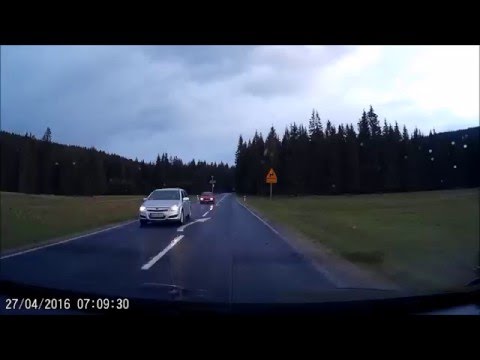 droga Witów - Zakopane idiota ścina zakręt