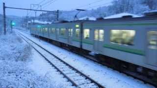 preview picture of video '横浜線205系最後の冬～雪が積もる相原駅に到着'