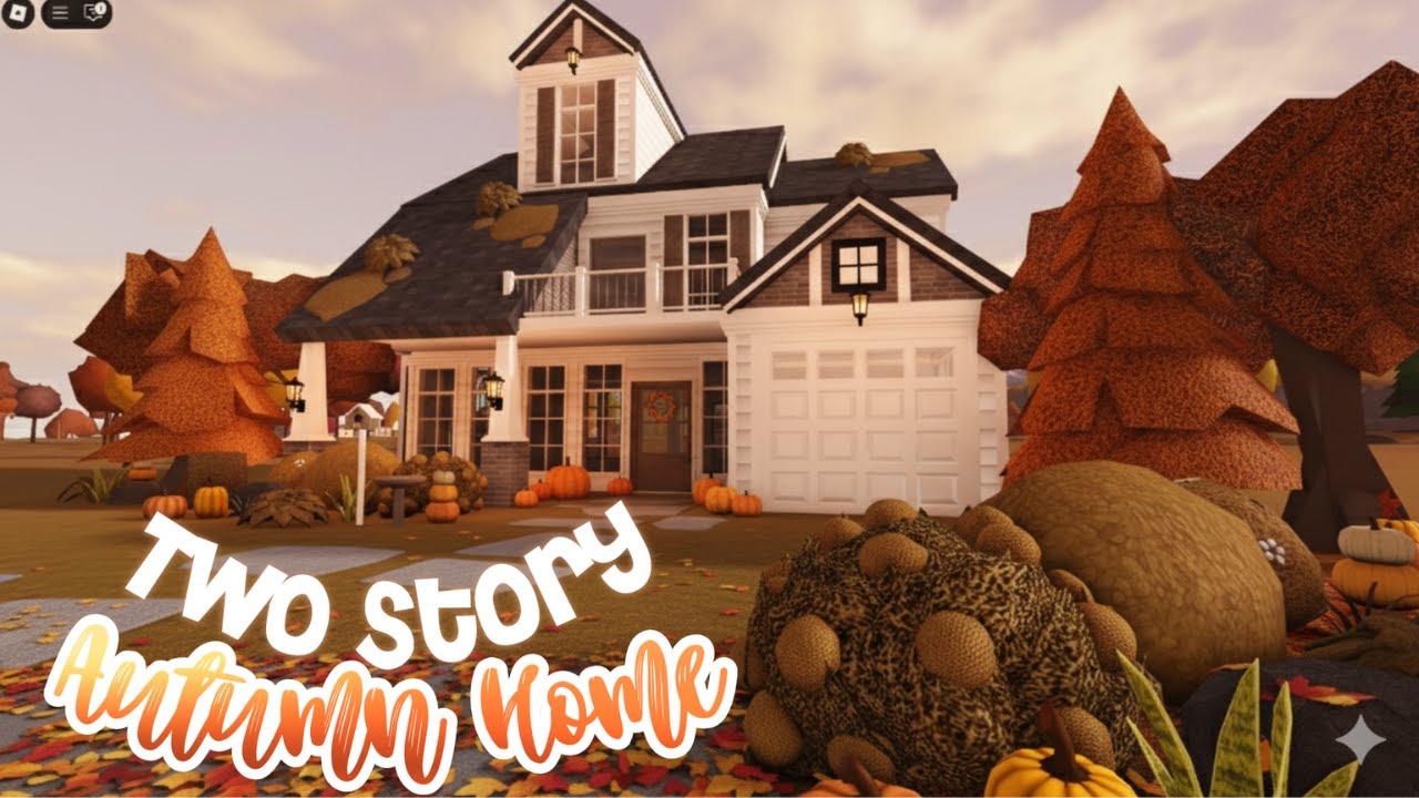 🕯️ no advanced placing two story autumn family home [ bloxburg exterior build ]