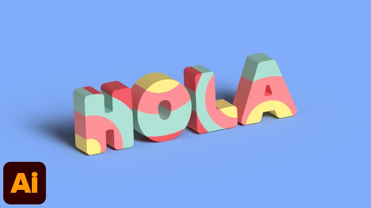 3D Rainbow Gradient Text Effect | Illustrator Tutorial