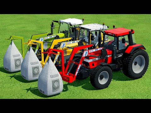 CASE vs FENDT vs RIGITRAC TRACTORS TRANSPORT LIME - Farming Simulator 22