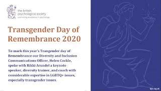 BPS Marking Transgender Day of Remembrance 2020 as part of Transgender Awareness Week