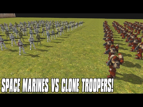 SPACE MARINES VS CLONE TROOPERS! STAR WARS VS WARHAMMER 40K - Men of War Assault Squad 2 Mod