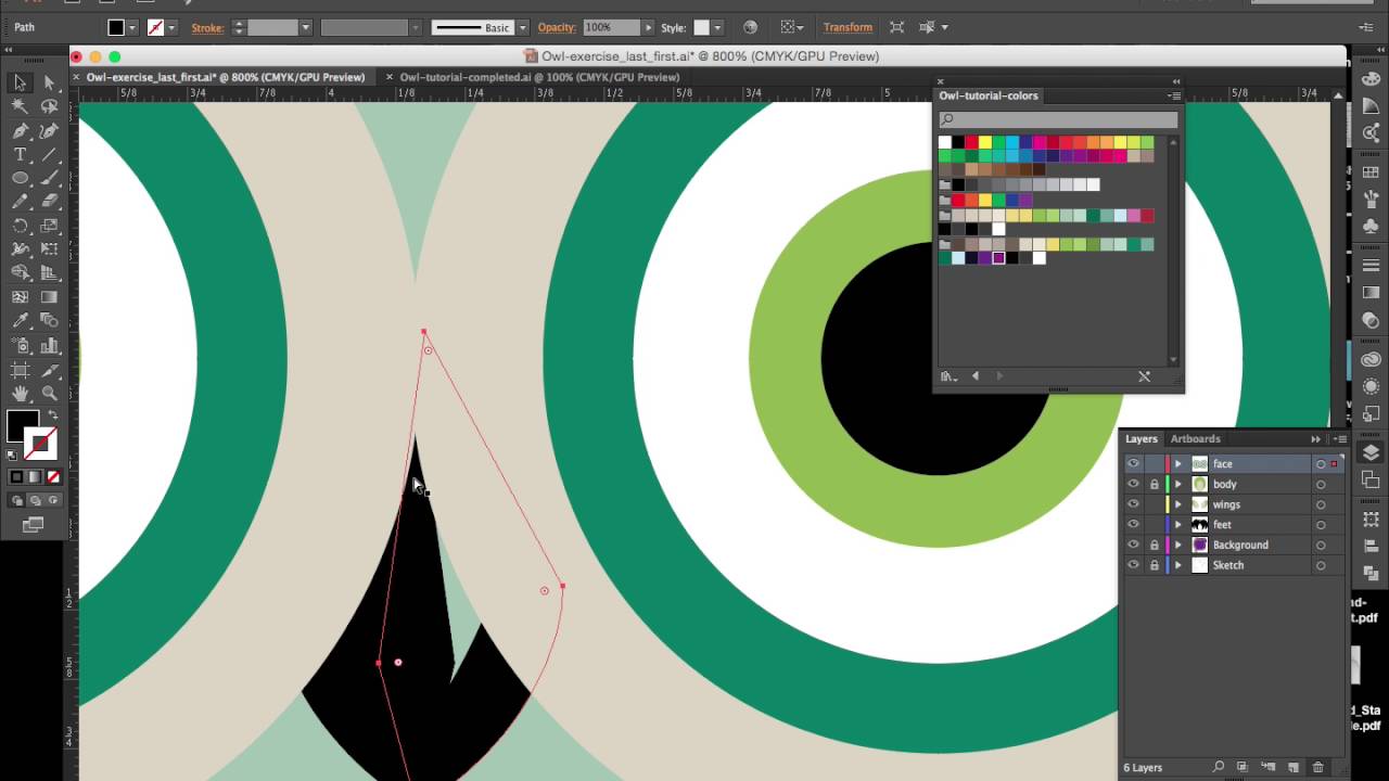 Owl illustration in Adobe Illustrator - Color